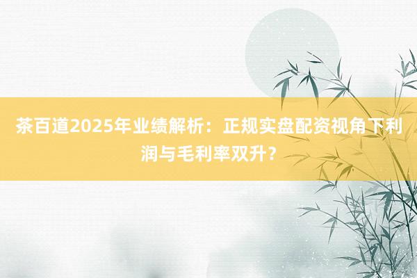 茶百道2025年业绩解析：正规实盘配资视角下利润与毛利率双升？