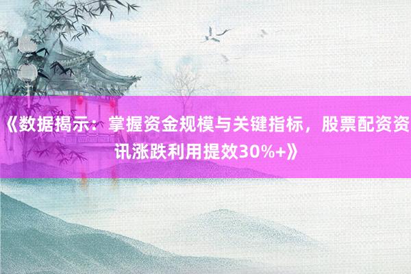 《数据揭示：掌握资金规模与关键指标，股票配资资讯涨跌利用提效30%+》