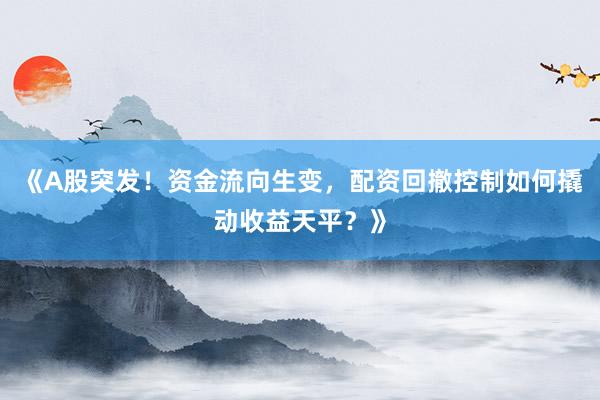 《A股突发！资金流向生变，配资回撤控制如何撬动收益天平？》