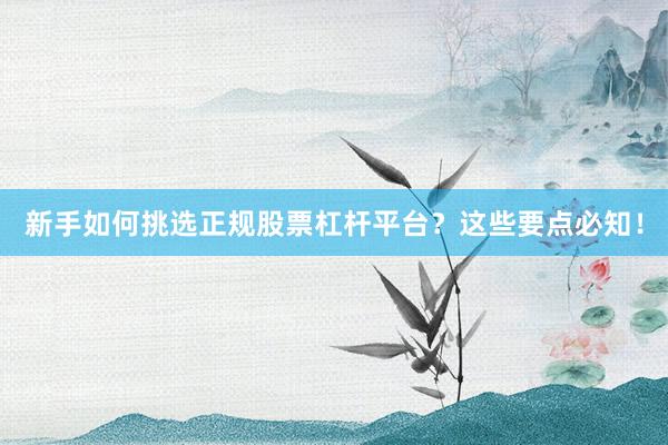 新手如何挑选正规股票杠杆平台？这些要点必知！