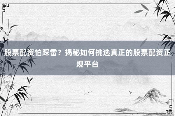 股票配资怕踩雷？揭秘如何挑选真正的股票配资正规平台