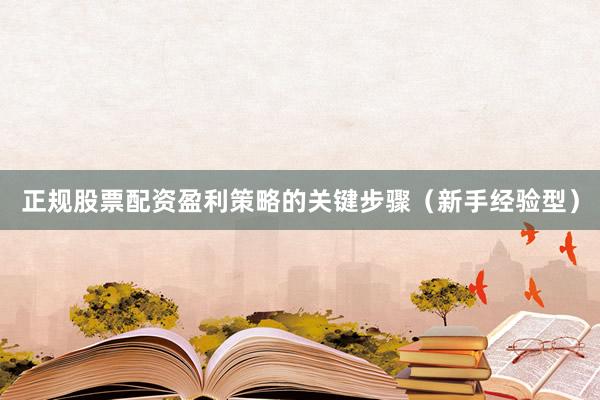 正规股票配资盈利策略的关键步骤（新手经验型）
