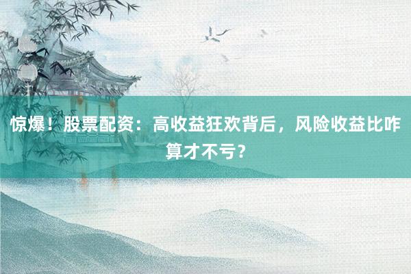 惊爆！股票配资：高收益狂欢背后，风险收益比咋算才不亏？