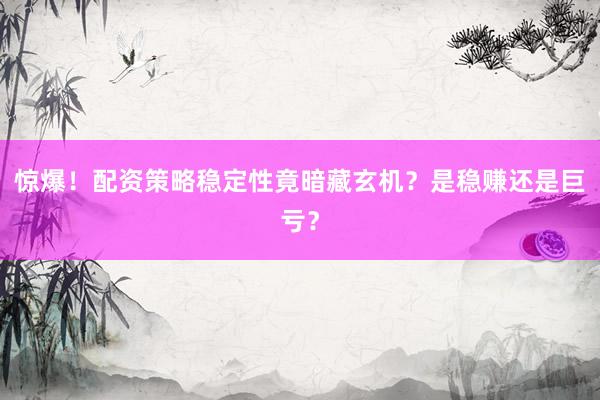 惊爆！配资策略稳定性竟暗藏玄机？是稳赚还是巨亏？